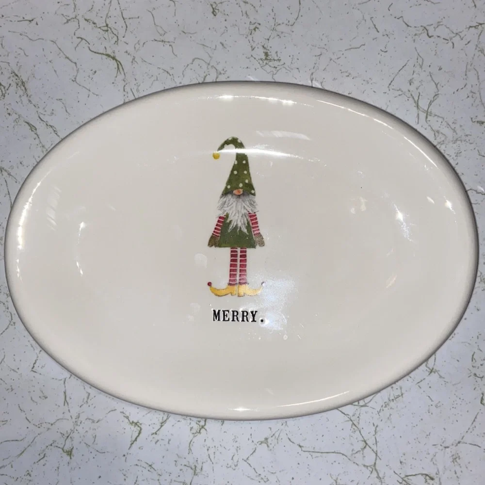 3 Rae Dunn Artisan Collection by Magenta Christmas XMas Plates Lot of 3